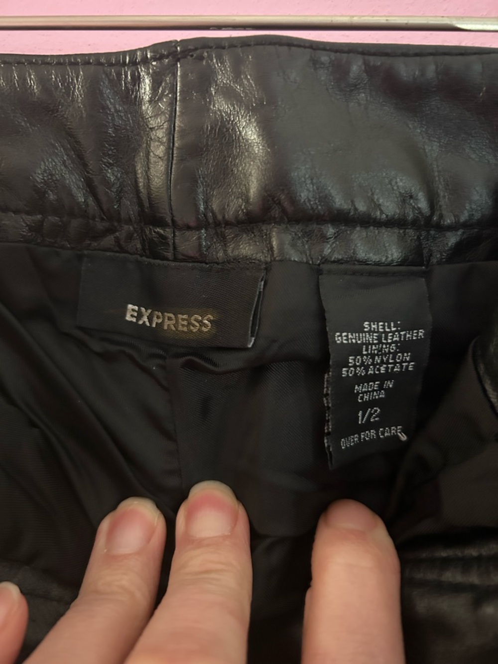 Express Black Leather Boot Leg Jeans